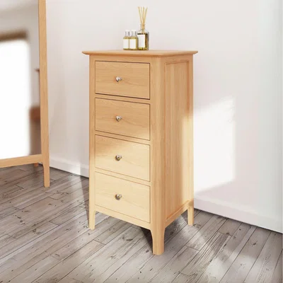The Range Home Source Natland Tall Narrow Oak Chest 4 Drawers - Light Oak