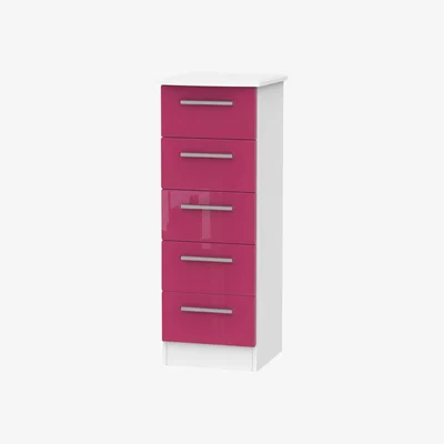 The Range Kensington Ready Assembled 5 Drawer Locker - Pink and White