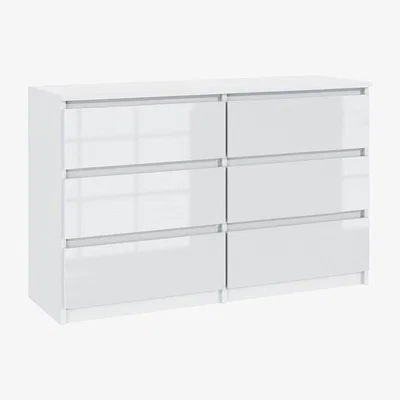 The Range White Chest of Drawers High Gloss 6 Drawers  - White