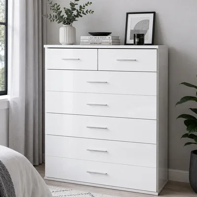 The Range Clack White Gloss 5 Plus 2 Chest of Drawers - White