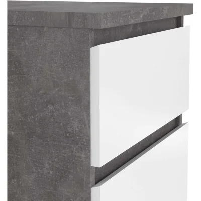 The Range Budapest Narrow 5-Drawer Chest of Drawers, Concrete-Effect & White Gloss - White
