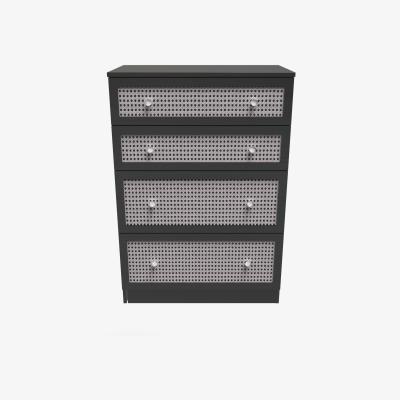 The Range Rattan Ready Assembled 4 Drawer Deep Chest - Rattan & Smooth Black