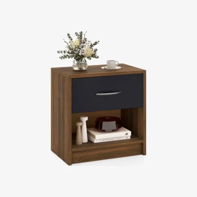 The Range GOFLAME Tier Nightstand with Drawer White - brown