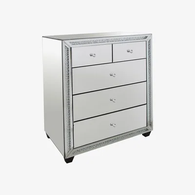 The Range Aurora Crystal Mirrored Two Over Three Drawer Chest