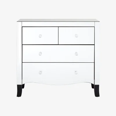 The Range Graciela Chest of 4 Drawers With Mirror Frame - Silver