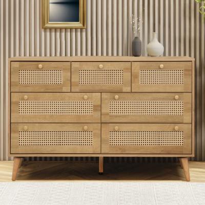 The Range Manila Rattan 7 Drawer Chest of Drawers - Oak