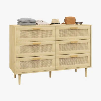 The Range HOMCOM Chest of Drawers, 6-Drawer Dresser for Bedroom - Oak
