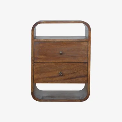 The Range Modern Hand Crafted Chestnut Curved Edge with 2 Drawers - Brown