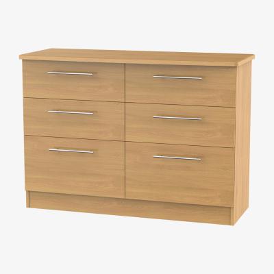 The Range Sandhurst Ready Assembled 6 Draw Midi Chest - Modern Oak