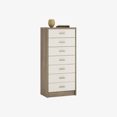 The Range 7-Drawer Narrow Chest - White and Oak