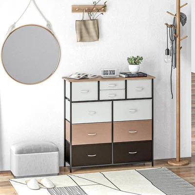 The Range Bedroom Chest of Drawers with Foldable Drawer Steel Frame - Multi