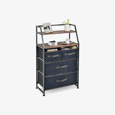 The Range Costway Free Standing Floor Storage Dresser - Black and Rustic Brown - Black