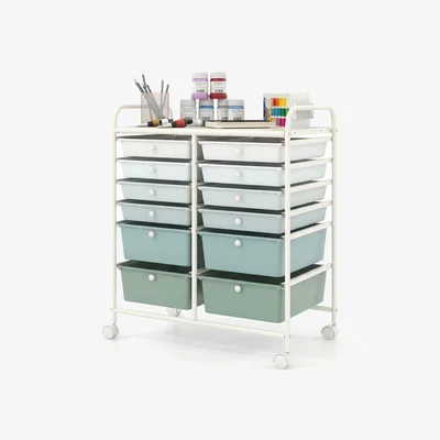 The Range Costway 12 Drawer Rolling Storage Cart - Green