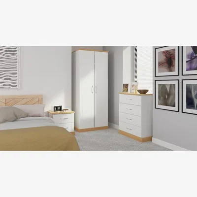 The Range Whitney Ready Assembled 3 Drawer Chest - White Ash & Modern Oak
