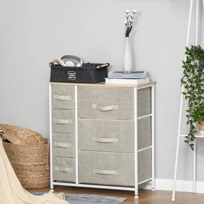 The Range 7 Drawers Cabinet Organizer with Metal Frame - Light Grey