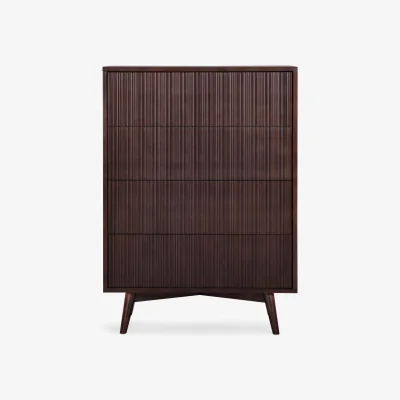 The Range Tremolo 4-Drawer Chest of Drawers with Fluted Fronts, Black - Black