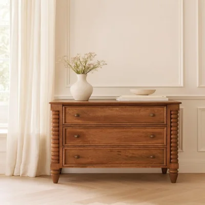 The Range Solid Wood Spindle Chest of Drawers - Brown