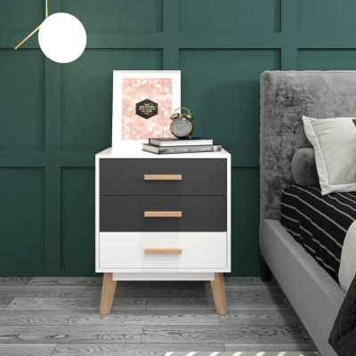 The Range Chest of Drawers Bedside Table Cabinet 3 Drawers Storage - White/Grey