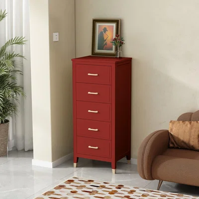 The Range Palazzi 5 Drawer Narrow Chest - Red