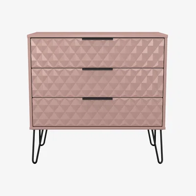 The Range Harlequin Ready Assembled 3 Drawer Chest - Kobe Pink