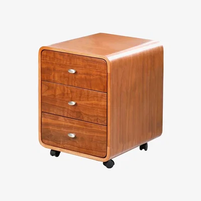 The Range Curve Three Drawer Pedestal - Walnut