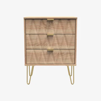 The Range Diamond Ready Assembled 3 Drawer Midi Chest - Bardolino Oak