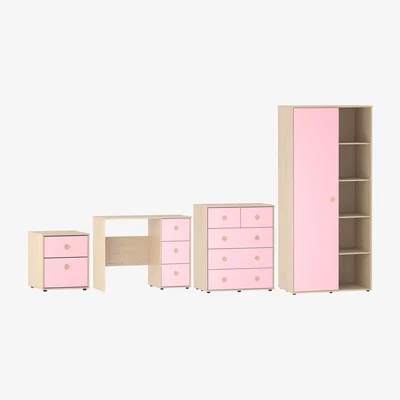 The Range Neptune 4 Piece Bedroom Set - Pink and Oak