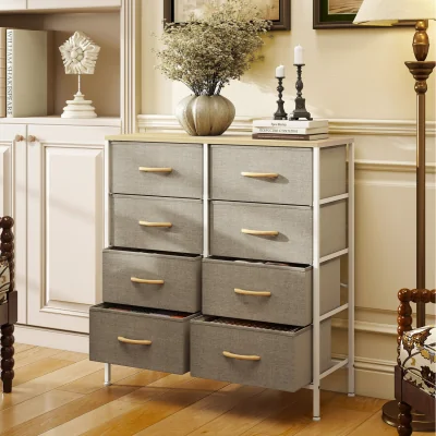 The Range HOMCOM Chest of Drawers Cloth Organizer with Fabric Drawers - Maple Wood-effect / 81.5in