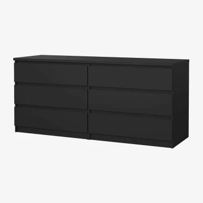 The Range Budapest Matt Black 6-Drawer Wide Chest of Drawers - Black