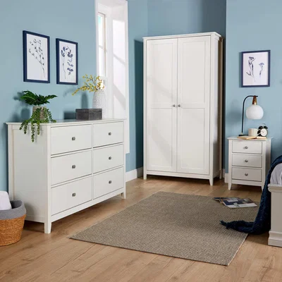 The Range Bronte Wide Chest 6 Storage Drawers with Metal Handles - White