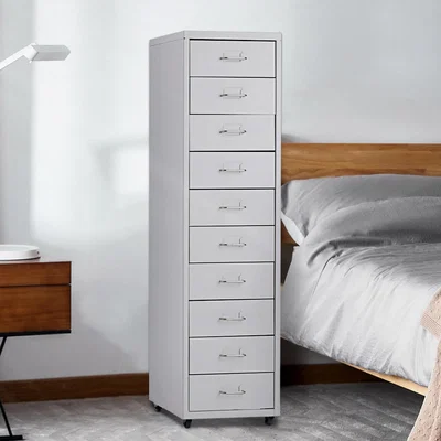 The Range 10 Drawer Metal Filing Cupboard Storage Cabinet Unit With Castors Home Office - White