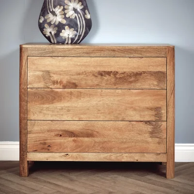 The Range Solid Mango Wood 3 Drawer Chest - Light Oak