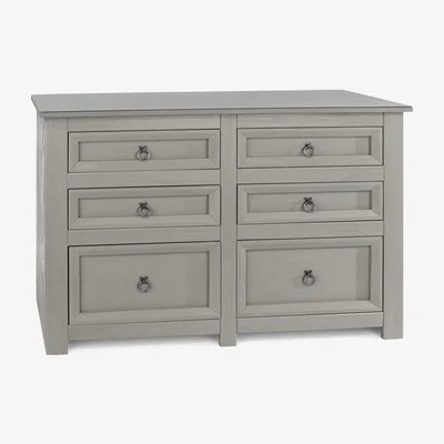 The Range Corona Compact 3+3 Drawer Wide Chest With Glass - Light Grey