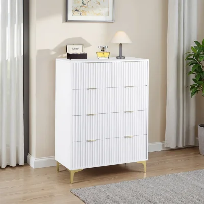 The Range Miami 3 plus 2 Drawer Chest - White and Gold - White and Gold