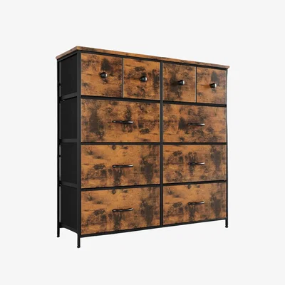 The Range Industrial 10 Fabric Drawer Chest Rustic Brown - Rustic Brown