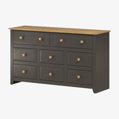 The Range Capri Carbon 6 Plus 2 Drawer Large Wide Chest  - Carbon grey and antique waxed pine