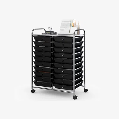 The Range 20 Drawers Storage Trolley Mobile Rolling Utility Cart - Black