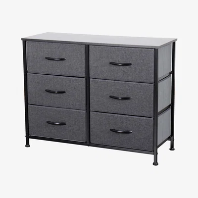 The Range Chest of Drawers with Metal Frame, 6 Large Deep Fabric Drawers - Black