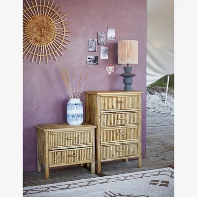 Rose & Grey Bamboo Chest of Drawers - Two Sizes Available