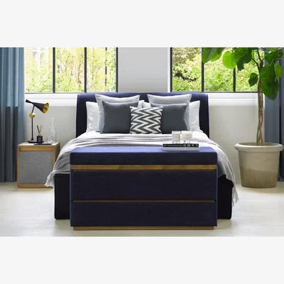 Sofa.com Hardy Bedside Chest of Drawers in Skyfall Cotton Matt Velvet