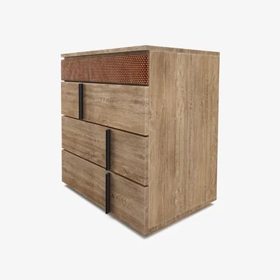 Sofa.com Amalfi Upholstered Bedside Chest of Drawers in Pomegranate Bubble Velvet