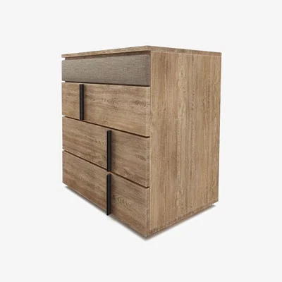 Sofa.com Amalfi Upholstered Bedside Chest of Drawers in Greige Florence Textured Weave