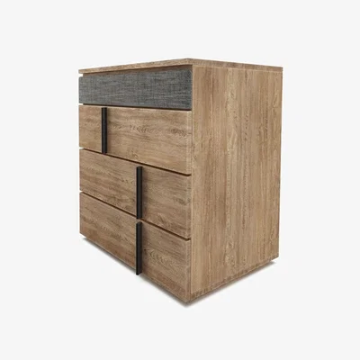 Sofa.com Amalfi Upholstered Bedside Chest of Drawers in Liquorice Baylee Multi-Tone Viscose Linen