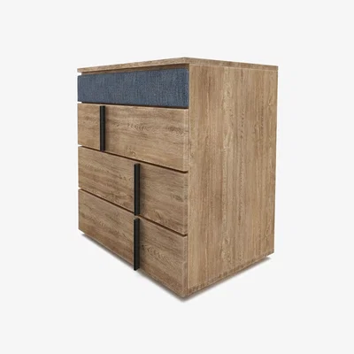 Sofa.com Amalfi Upholstered Bedside Chest of Drawers in Azure Florence Textured Weave
