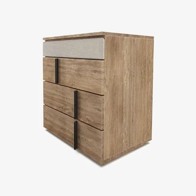 Sofa.com Amalfi Upholstered Bedside Chest of Drawers in Jasmine Silky Jacquard Weave