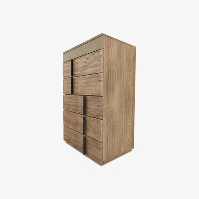 Sofa.com Sorrento Upholstered 5-Drawer Chest of Drawers in Nordic Pine Hygge Chunky Weave