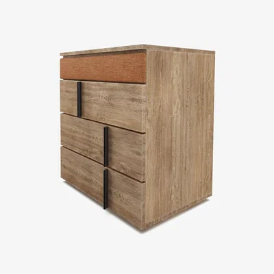 Sofa.com Amalfi Upholstered Bedside Chest of Drawers in Terracotta Florence Textured Weave