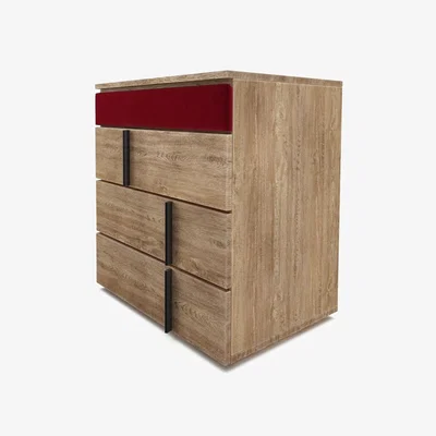 Sofa.com Amalfi Upholstered Bedside Chest of Drawers in Malbec Cotton Matt Velvet