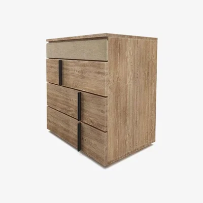 Sofa.com Amalfi Upholstered Bedside Chest of Drawers in Nordic Pine Hygge Chunky Weave