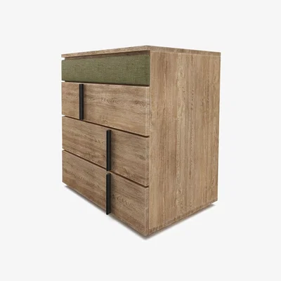 Sofa.com Amalfi Upholstered Bedside Chest of Drawers in Thyme Florence Textured Weave
